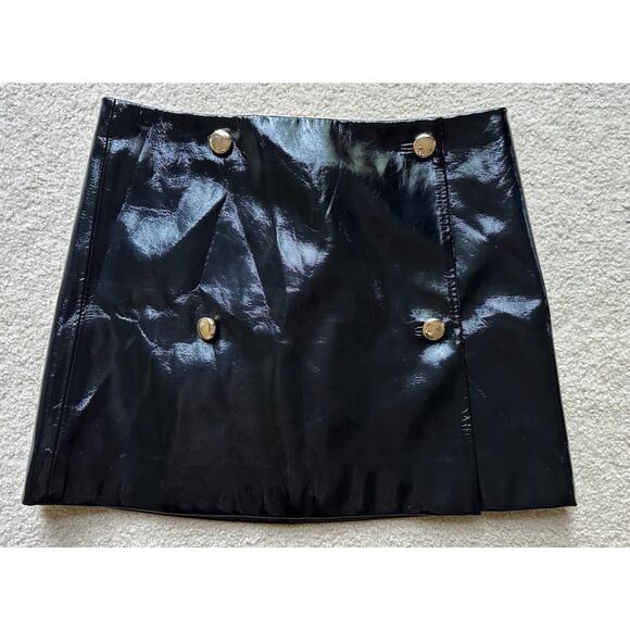 J.CREW Black Collection Mini Wrap Skirt in Faux Patent Leather Size 6 NWT - Picture 7 of 10